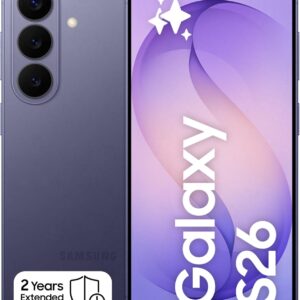 Samsung Galaxy S26 Cobalt Violet, 512GB Storage, AI Phone, 12GB RAM, Customized AP, Photo Assist, 50MP Camera, 4300mAh Battery, 2 Year Manufacturer Extended Warranty (UAE Type Approved)