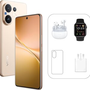 Vivo V60 5G - Desert Gold 12 + 256GB | 50MP ZEISS Camera | 3D curved 120Hz AMOLED Display | 6500mAh | IP69, 4Y Battery | 455 Days Screen Replace,24 Months Warranty - UAE Version