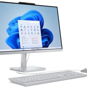 Lenovo (Upgraded) AIO A100 All-in-One Desktop PC – 23.8" FHD IPS Display, Intel N100 (i3 Alternative), 8GB DDR4, 512GB SSD, Wi-Fi 6, Windows 11 Pro, USB Keyboard & Mouse Included – Cloud Grey