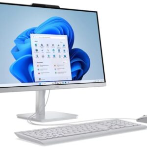 Lenovo A100 All-in-One Desktop PC – 23.8" FHD IPS Display, Intel Core i3-N305, 8GB DDR4, 512GB NVMe SSD, Wi-Fi 6, Windows 11 Pro, USB Keyboard & Mouse Included – Cloud Grey