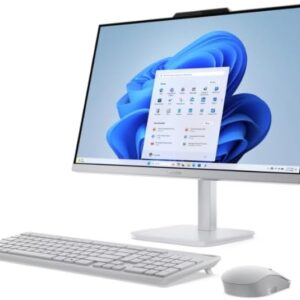Lenovo (Upgraded) AIO A100 All-in-One Desktop – 23.8″ FHD IPS Display, Intel N100 (i3 Alternative), 16GB DDR4, 512GB SSD, Wi-Fi 6, Windows 11 Pro, Wireless Keyboard & Mouse, (Cloud Grey)