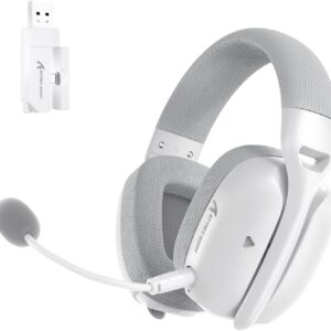 ATTACK SHARK L80PRO Wireless Gaming Headset, Adjustable Dual Mics, 3D Surround Sound, Lightweight Headset with 20ms Low Latency, 40mm Drivers,3 Modes (2.4G/Bluetooth/Wired) for PC/PS/XBOX