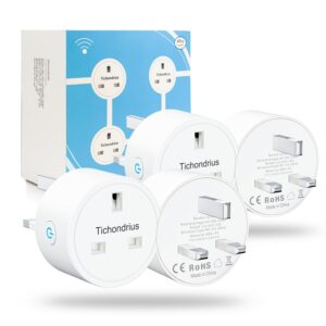 WiFi Smart Plug, 4 Pack 16A Smart Outlet Plug Socket Compatible with Alexa, Mini Socket with Remote Control & Voice Control with Electricity Statistics Timer Function, No Hub Required