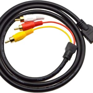 KASTWAVE HDMI to RCA Cable, 1080P 5ft/1.5m HDMI Male to 3-RCA Video Audio AV Component Converter Adapter Cable Connector Adapter One-Way Transmitter for TV HDTV DVD