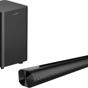AZTECH 2.1CH Soundbar with Wired Subwoofer 120W Bluetooth 5.3 Home Theater System Game Mode with HDMI ARC, Optical, AUX, USB, DSP, 3EQ Modes & Remote Deep Bass Surround Soundbar TV Speaker UAE Ver