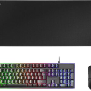 Mars Gaming MCPXBES, Combo H-Mech FRGB Keyboard, Ultralight Mouse 10000DPI XXL Mousepad, Black, Spanish Language