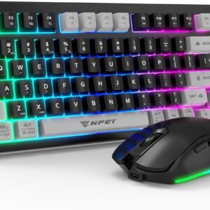 NPET KM98 Triple Mode RGB Backlit Gaming Keyboard and Mouse Combo, 98 Key Quiet Mechanical Feel Keyboard,